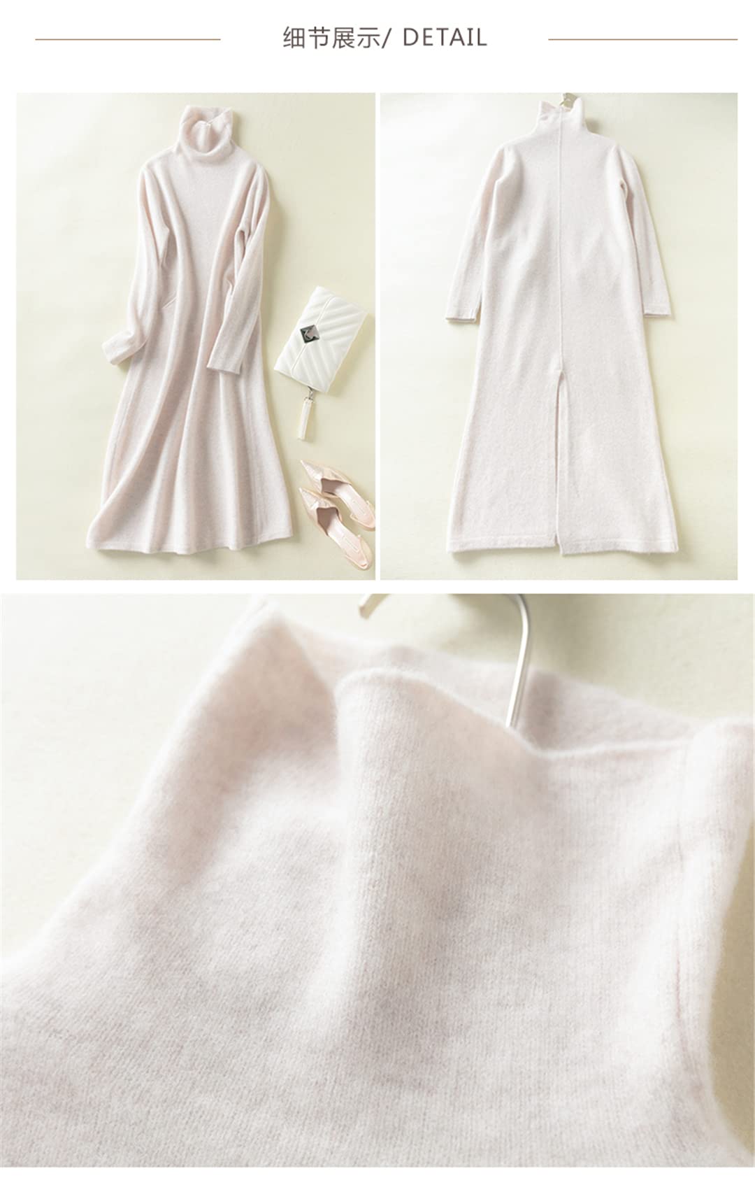 Disimlarl Maxi abito invernale da donna in maglia 100% cashmere