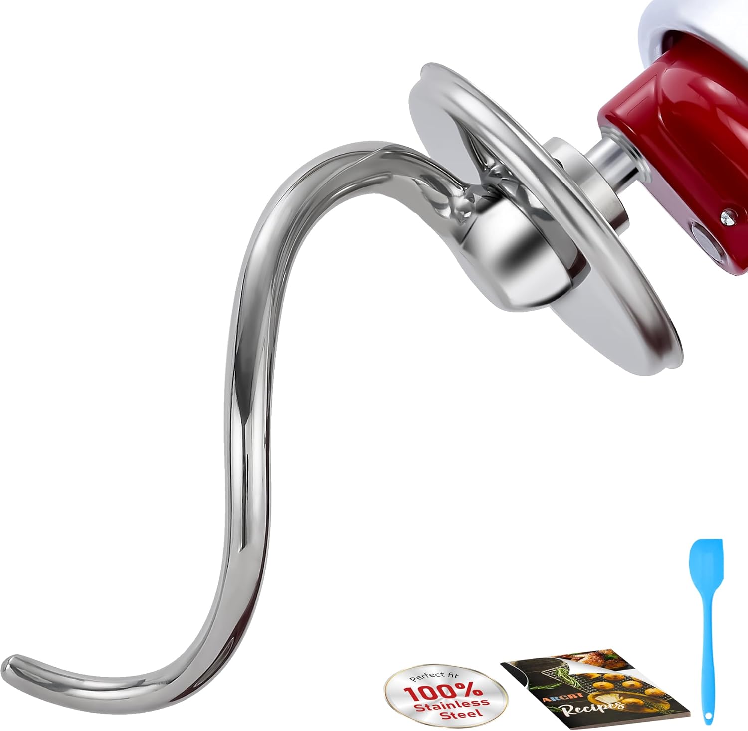 Premium Polished Stainless Steel 6qt Smooth Spiral Dough Hook Attachment Perfectly Fits KitchenAid 5-6qt Bowl-Lift Stand Mixers, Uncoated Dough Hook Anti-Oxidation, Dishwasher Safe, Spatula&Recipes Premium Polished Stainless Steel 6qt Smooth Spiral Dough Hook Attachment Perfectly Fits KitchenAid 5-6qt Bowl-Lift Stand Mixers, Uncoated Dough Hook Anti-Oxidation, Dishwasher Safe, Spatula&Recipes
