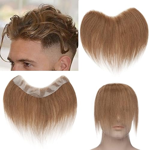 S-noilite Peluca de cabello humano rizado Toupee para hombre, cabello humano virgen indio, densidad del 130 %, tamaño de la base 8 x 10 pulgadas,