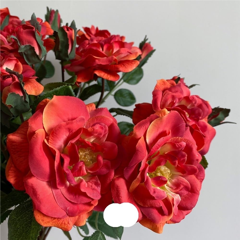 Dekoration mit Kunstblumen, Künstlicher Blumenstrauß aus Teerosen, Mehrfarbig, for Heimdekoration, Hochzeiten und Veranstaltungen(Orange)