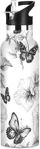 Miniatura 22 de Hyacinths - Botella de agua de metal para niños con tapa de boquilla a prueba de fugas, aislamiento al vacío de doble pared ligera para viajes,