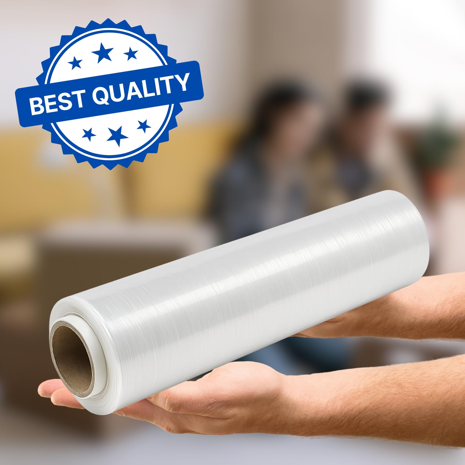 EVOTRADE Wysuwana przezroczysta folia opakowaniowa 50 cm x 200 m, plastik do pakowania przeprowadzki, folia PVC o wysokiej wytrzymałości, folia do pakowania mebli, palety, kartony (6 rolek)