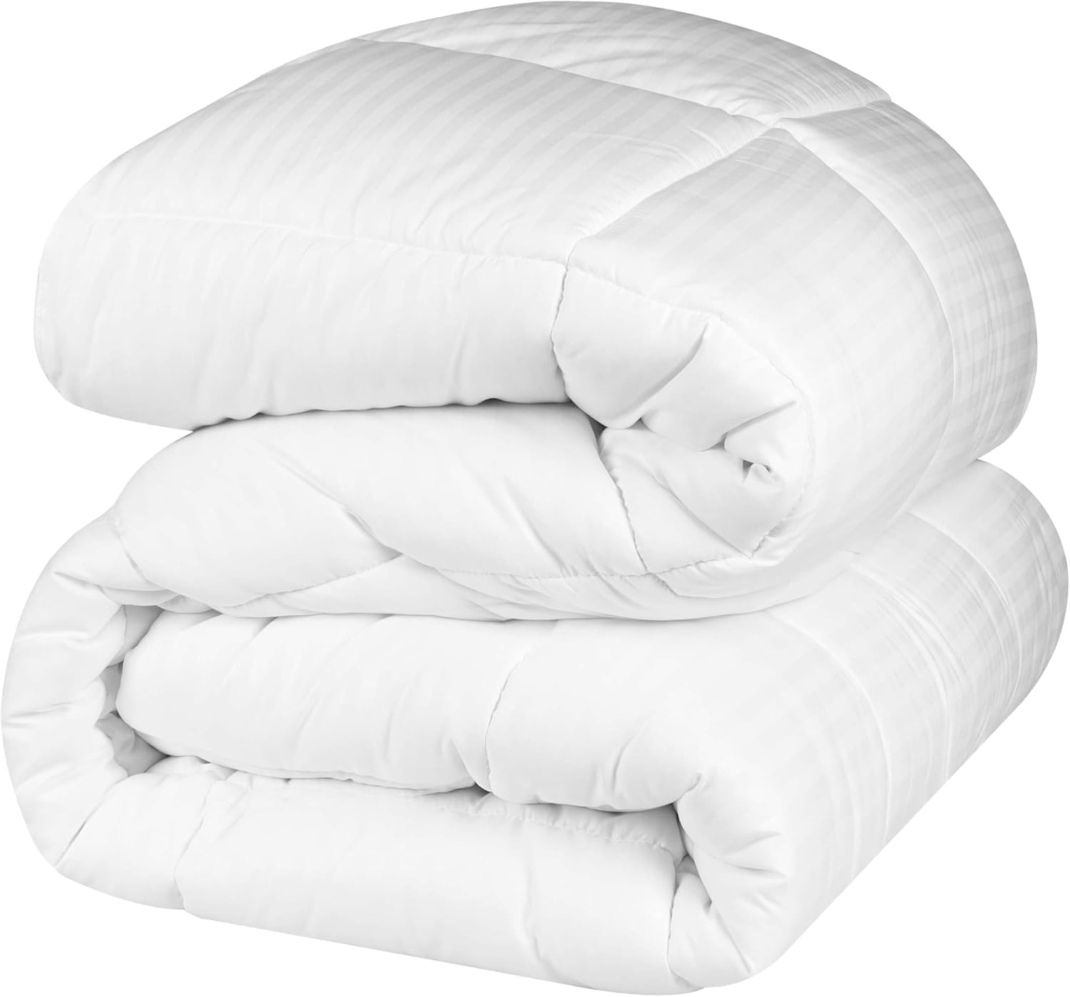 Superior Microfiber Basketweave Comforter, Down Alternative Bedding, Medium Weight, Fluffy, Decorative, Plush Duvet Insert, Oversized Blanket, Box Quilt Design, Monochrome, King, Jade