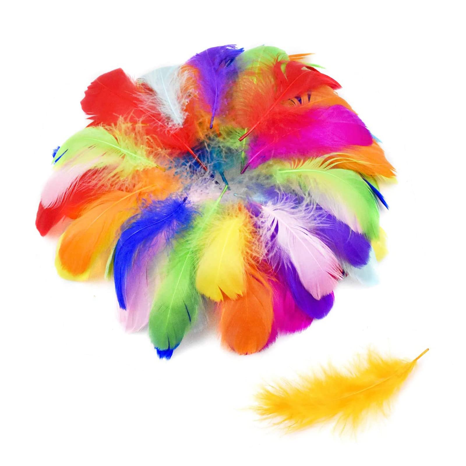 Feathers for Crafting，200pcs Colorful Feathers, 6-12cm Natural Goose Soft Feathers for Kids DIY Birthday Party Decorations， DIY Handmade Crafts Gift Box Filling Ornament Decoration