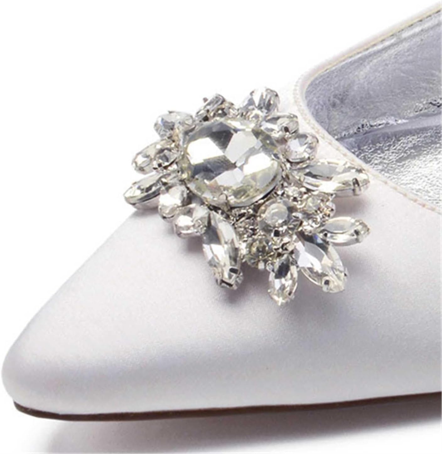 TarfiC Women's Buckle Satin Flats Elegant Rhinestone-Accented Dress Shoes for Weddings, Bridal Events, Evening Gatherings, Homecomings, & Proms.