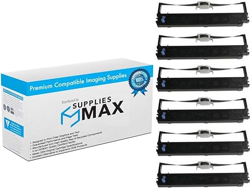 SuppliesMAX Repuesto compatible para Okidata MICROLINE 620690ML-620ML-690 cintas negras para impresora (6PK) (44173403)