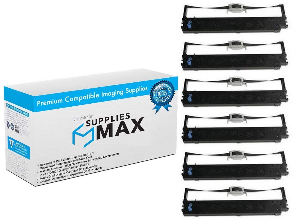 SuppliesMAX Compatible Replacement for Okidata MICROLINE 620/MICROLINE 690/ML-620/ML-690 Black Printer Ribbons (6/PK) (O-620-BL)