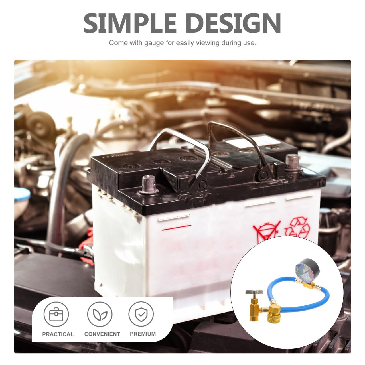 VICASKY Tuyau de Remplissage réfrigérant Métal pour climatiseur R134A avec jauge Voiture R134a Recharge Refrigerant,R134a, Réfrigérant Climatiseur Jauge (1/2 Filetage lAmérique et leurope)