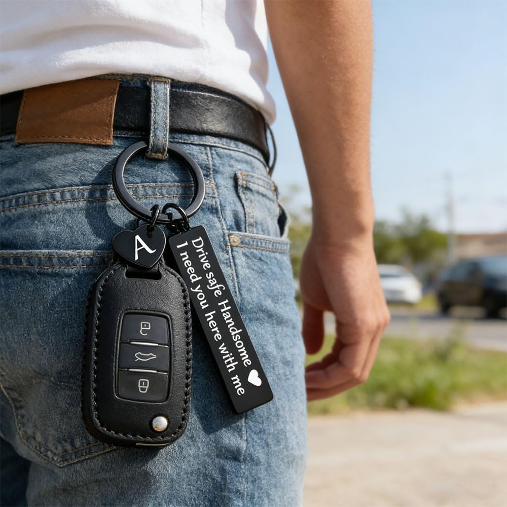 Drive Safe Keychain for Him | I Need You Here With Me Keychain Anniversary Birthday Gifts for Boyfriend Husband - Image 3