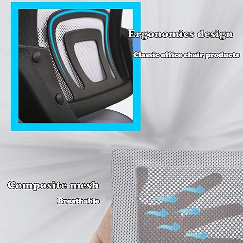 Miniatura 6 de Juego de 2 sillas ergonómicas de oficina, silla de escritorio de malla con soporte lumbar y reposabrazos, silla de escritorio ajustable para