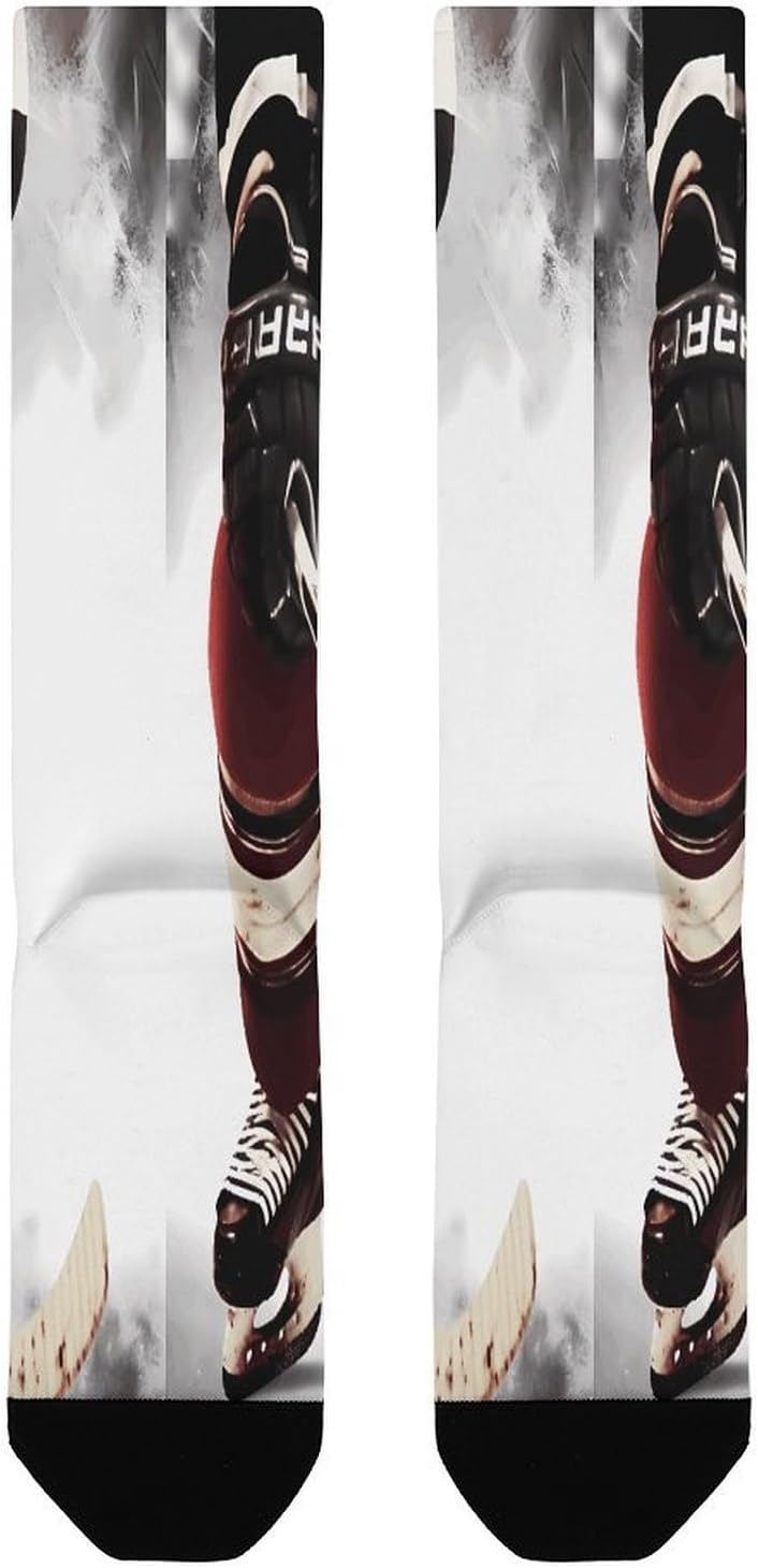 Ice Hockey Pattern Compression Sock Circulation Support Socks Lightweight Knee High Tube Sock Over-The-Calf Sock for Adult