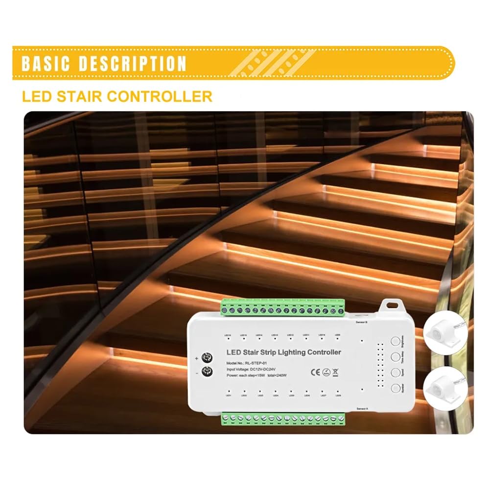 Hopbucan Controller LED A 16 Canali Per Scale Con Sensore PIR – Luci A Scalare Flessibili