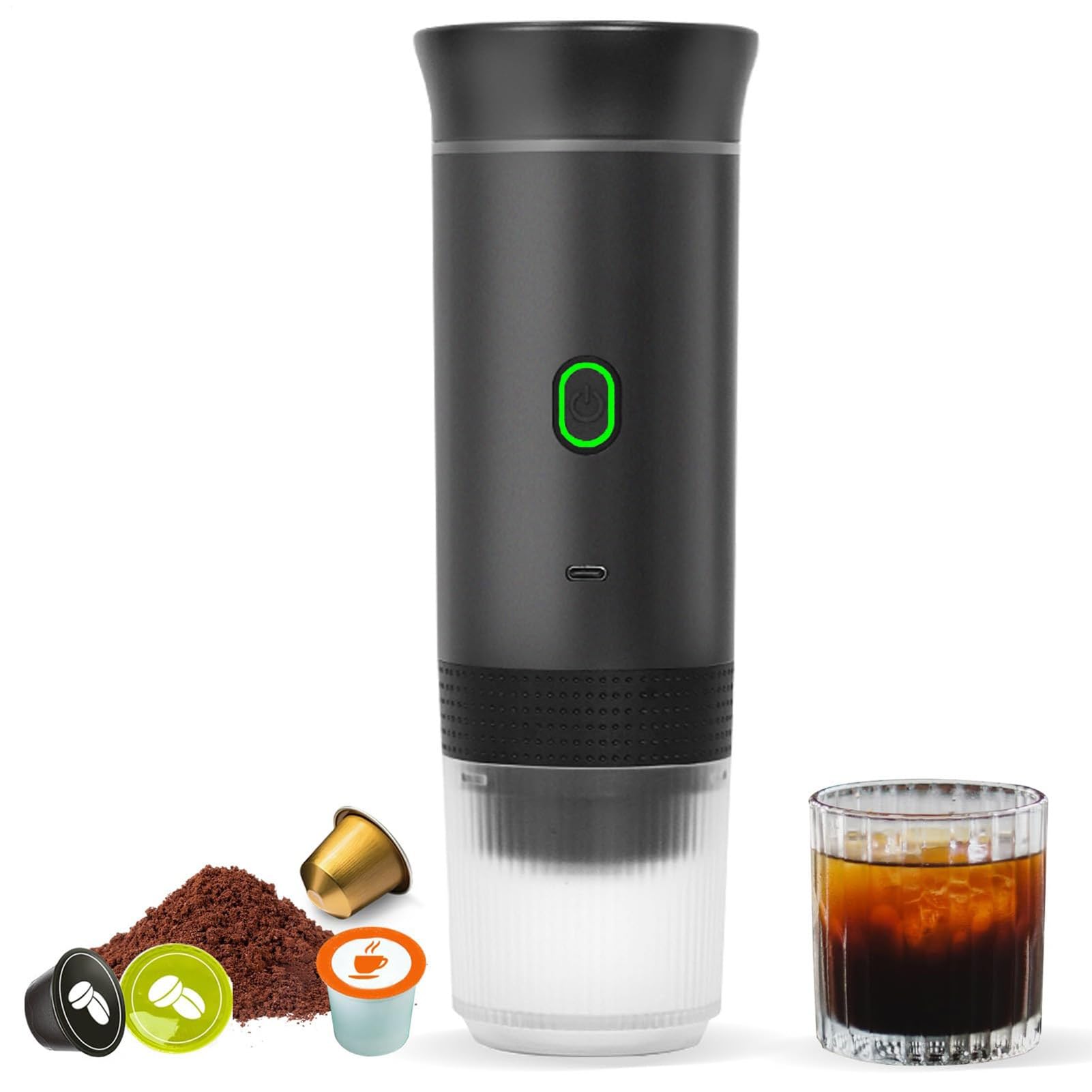 Máquina de café de viaje - máquina de café para automóviles, RV | Dispositivo de preparación de viajes, portátil, de camping, de senderismo, dispositivo de | Gadgets de viaje, dispositivo de cerveza profesional recargable para caminatas para acampar RV