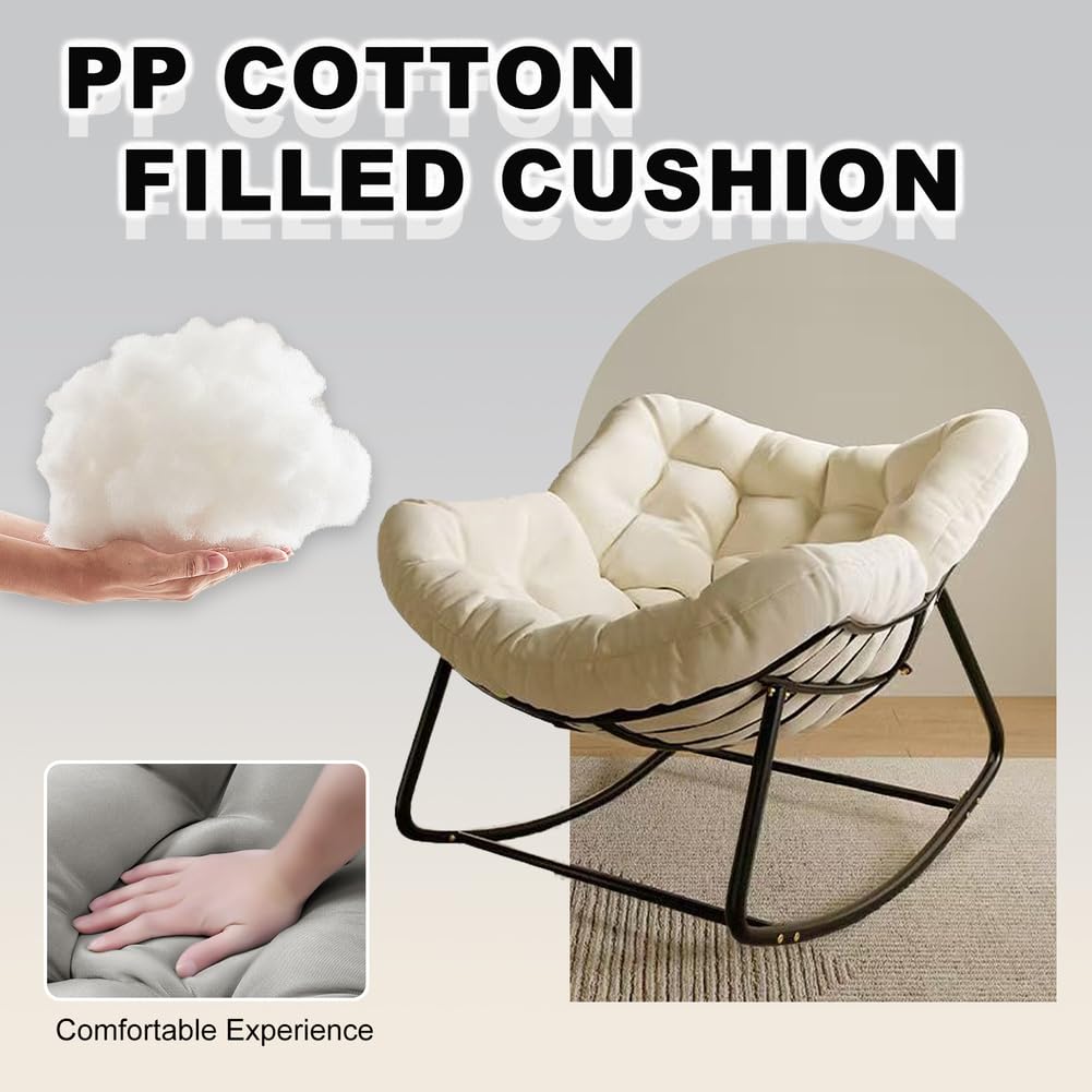 Coussin de Chaise à Bascule Imperméable, Coussin Fauteuil Suspendu Fauteuil Oeuf Coussins Balancoire Chaise Coussin de Chaise Papasan Double pour Jardin, Terrasse, Salon,Noir,115×100cm