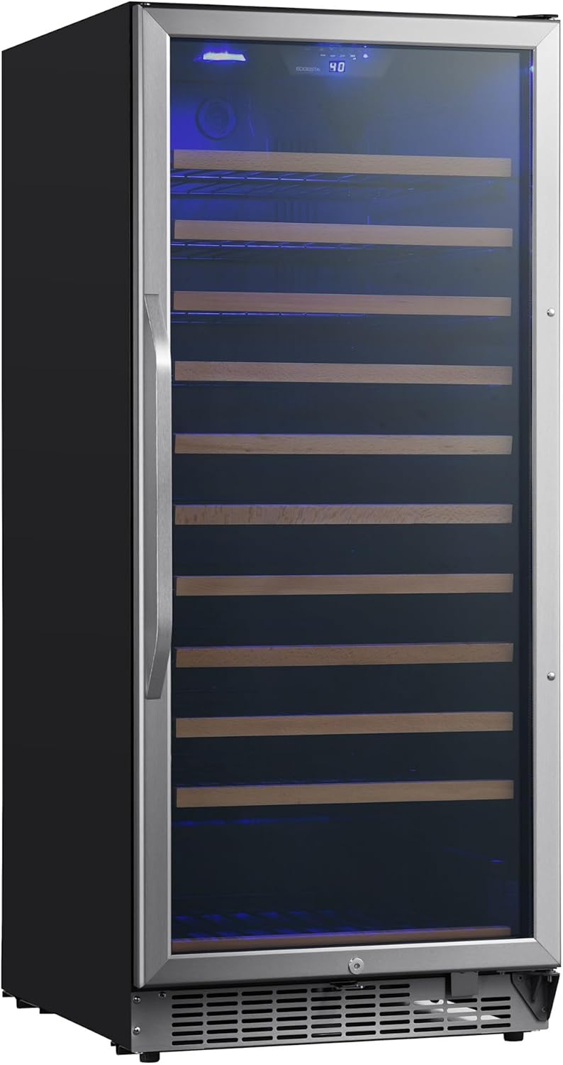 EdgeStar CWR1212SZ 24 Inch Wide 111 Bottle Capacity Free Standing Single Zone Wine Cooler with Even Cooling Technology - Stainless Steel