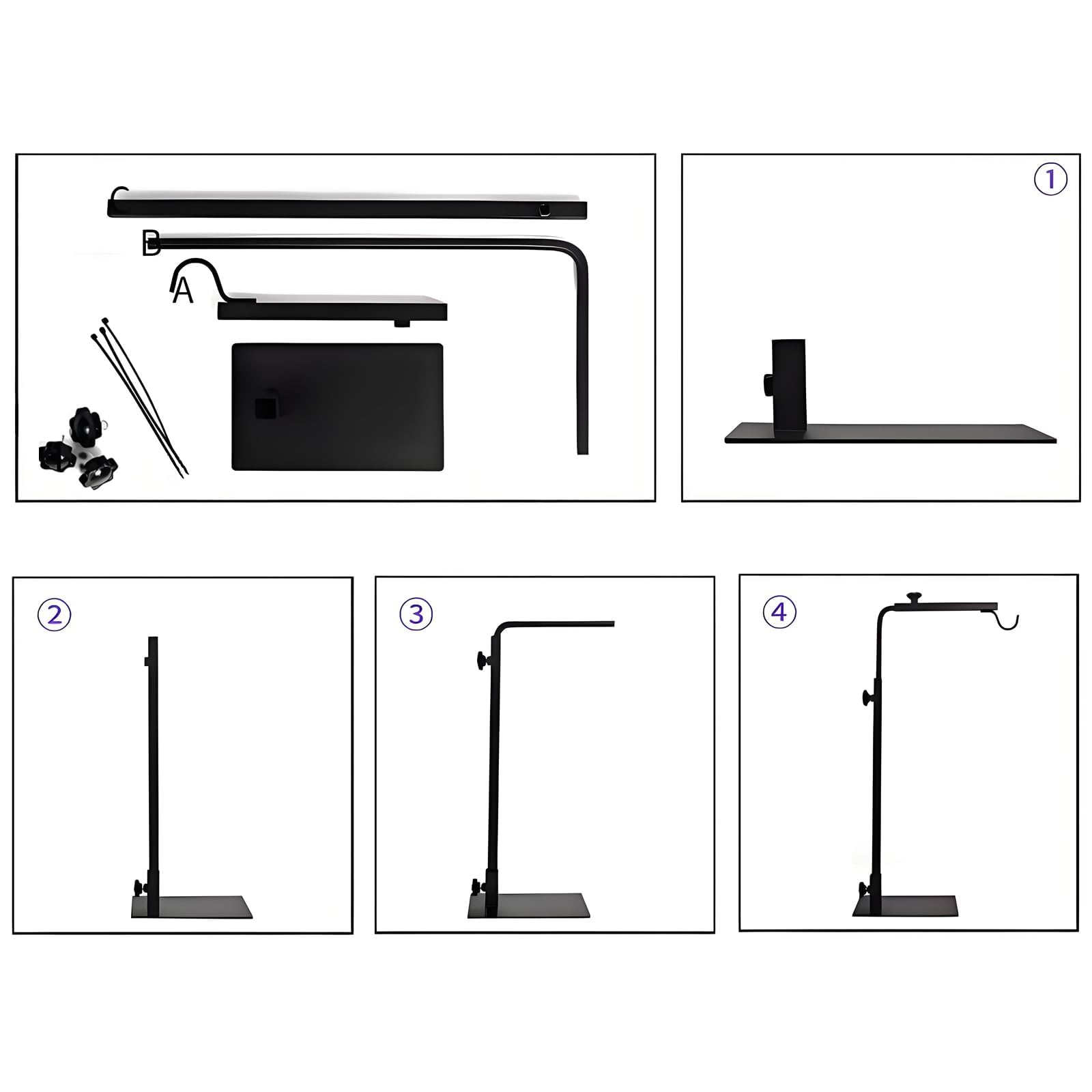 Stojak do lampy dla gadów, terrarium, regulowana wysokość 50-94 cm, szerokość 25-45 cm, uchwyt lampy dla gadów, żółwi, pająków, gekonów, jaszczurek