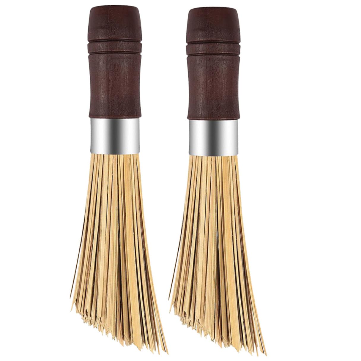 TEHAUX 2 Stück Bambusbürste zum Reinigen von Kochgeschirr und Woks mit Ergonomischem Griff und Robustem Bambusmaterial für Effektive Küchenreinigung