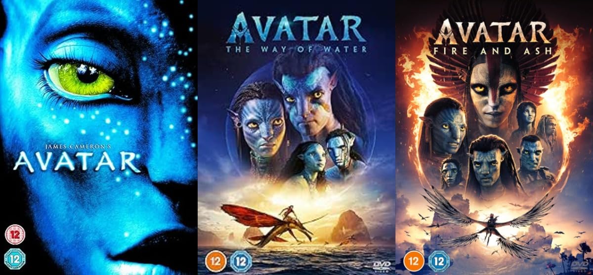 Avatar 3 Movie Collection DVD - Avatar / Avatar The Way Of Water / Avatar: Fire and Ash DVD - Avatar 1-3 DVD Collection - Avatar 3 Film Set DVD