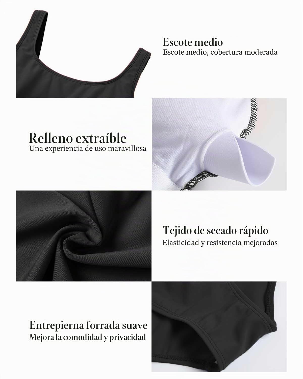 TcIFE Traje de Baño una Pieza para Mujer U Push-up Bañadores Mujer Control de Barriga Monokini