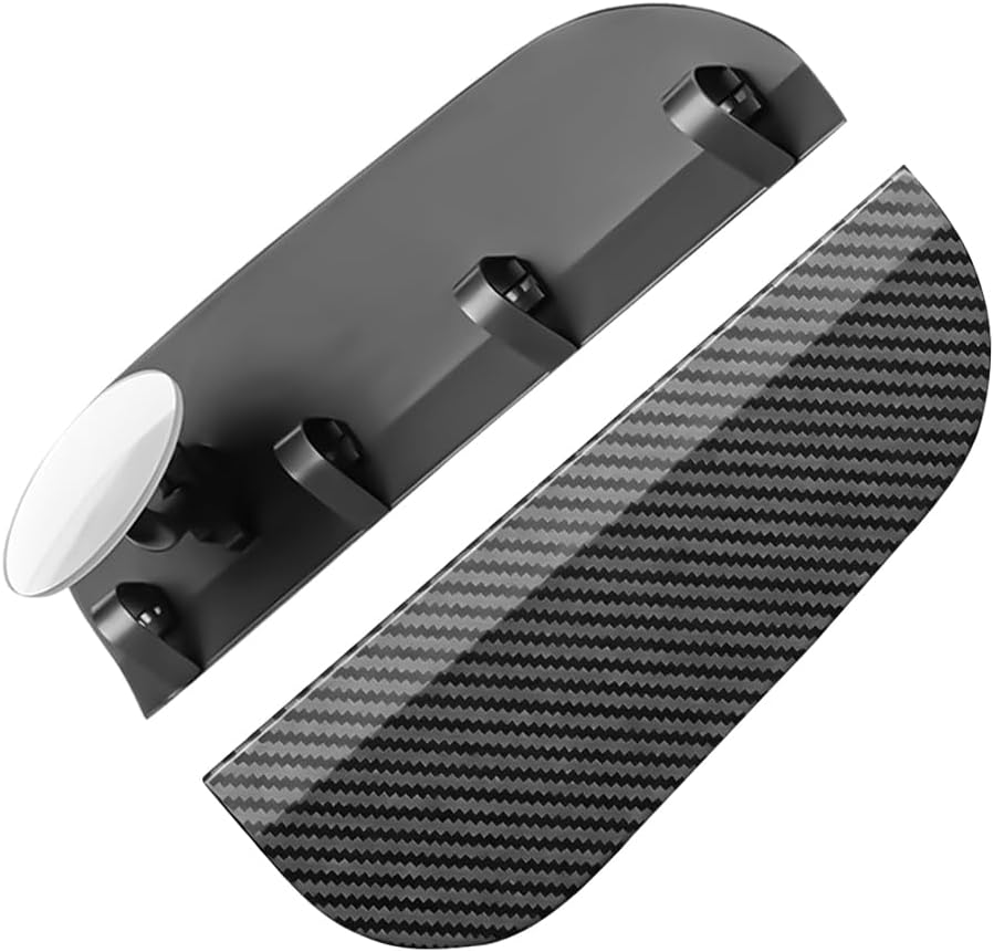 Car Blind Spot Mirror, 2-in-1 Carbon Fiber Wide Angle Vehicle Side Rearview Mirror with Rain Cover Guard, Automotive Exterior Blindspot Rain Eyebrow Shield, Universal for Vehicles