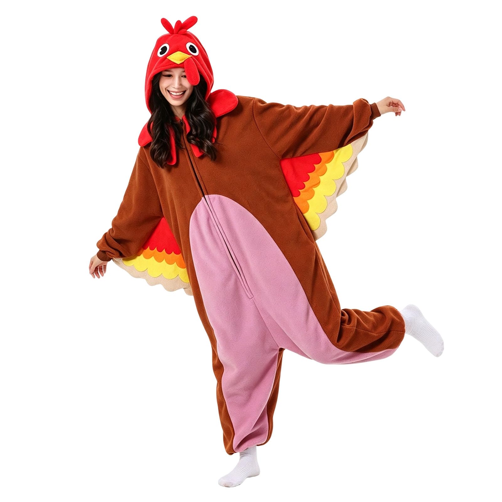 Genérico Pijama Mono para Mujer Hombre, Pijama de Halloween para Disfraz de Gaviota para Adulto con Capucha Cremallera, Ropa de Dormir Unisex de Una Pieza para el Hogar, Fiesta y Club
