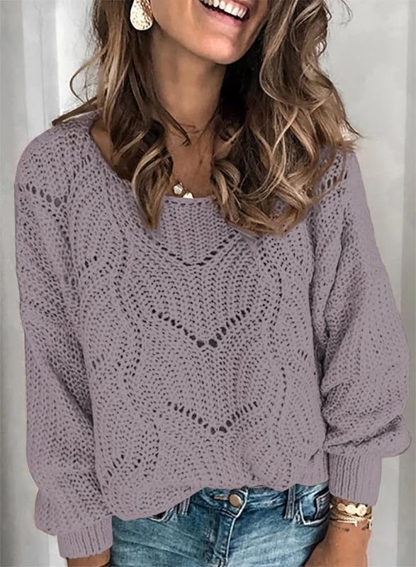Image of Dokotoo Womens Sweaters 2026 Cute Elegant Hollow Cable Knit Tops