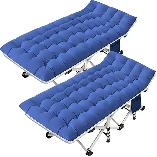 NESDCC 2 Pack Camping Cot with Mattress Comfortable Cot Bed Folding Cot Heavy Duty Cots for Sleeping with Carry Bag for Adults Kids Guest Bed Outdoor Indoor Home