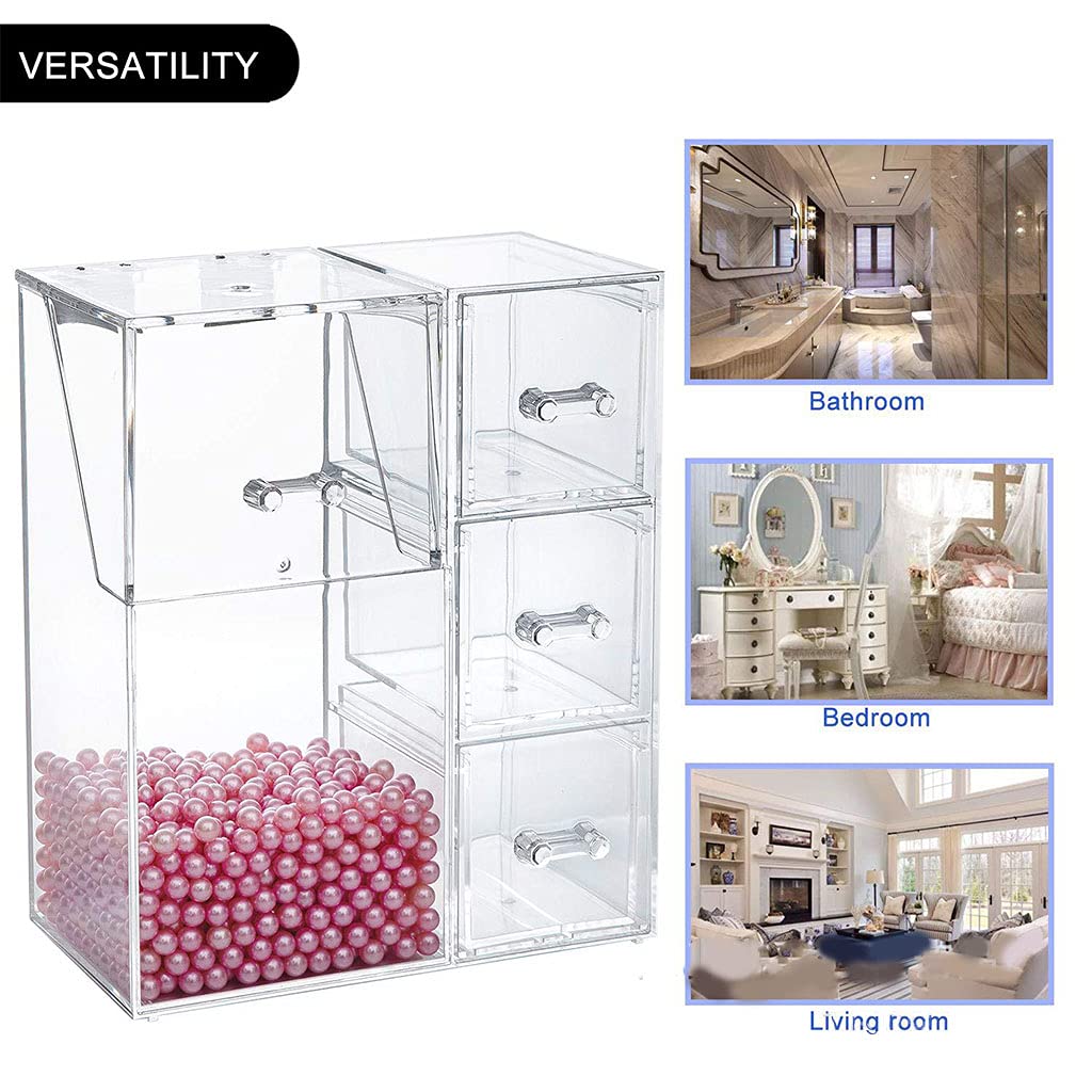 Porta pennelli Trucco Copertura Antipolvere Organizer in Acrilico Trasparente Perla Senza cassetto