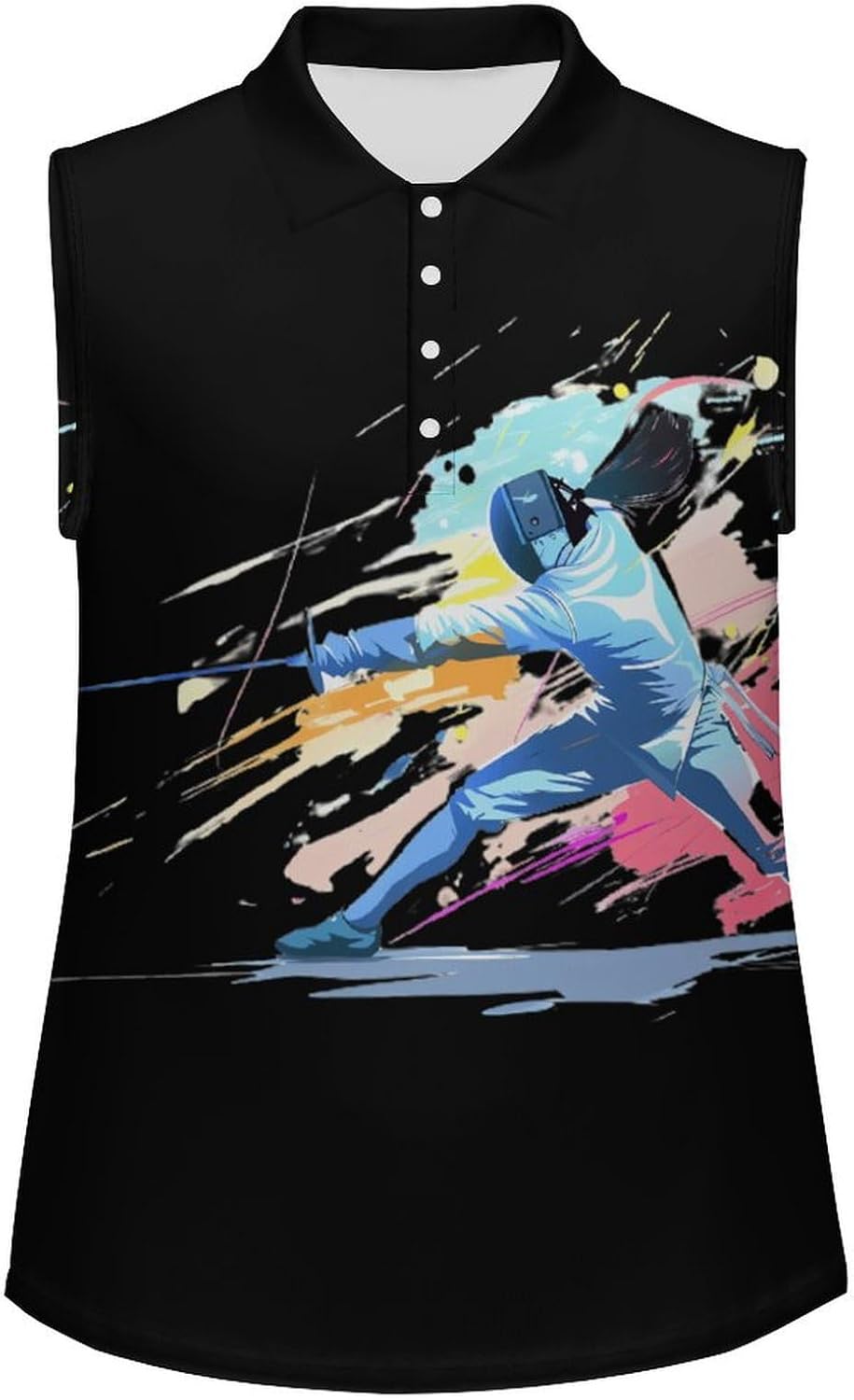 Fencing Fencer Women's Sleeveless Polo Tank Top Print T-Shirt Tops Casual Tops Summer Workout