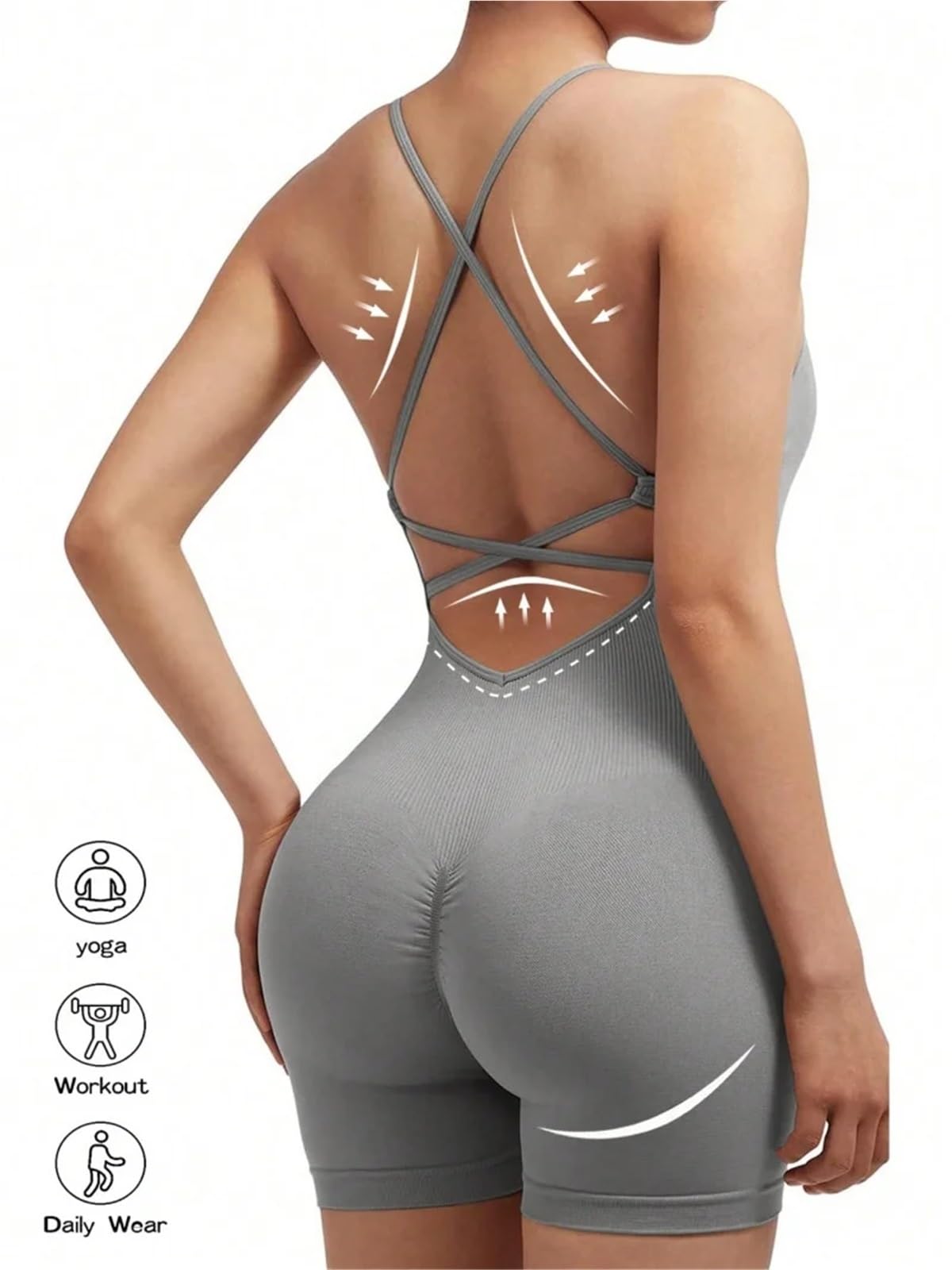 Mono de Yoga Mono Deportivo Sexy for Mujer, Mono Deportivo Ajustable Cruzado, Traje de Yoga for Correr, Pantalones Cortos con Espalda Descubierta, Conjunto de Mameluco(Blue,S)