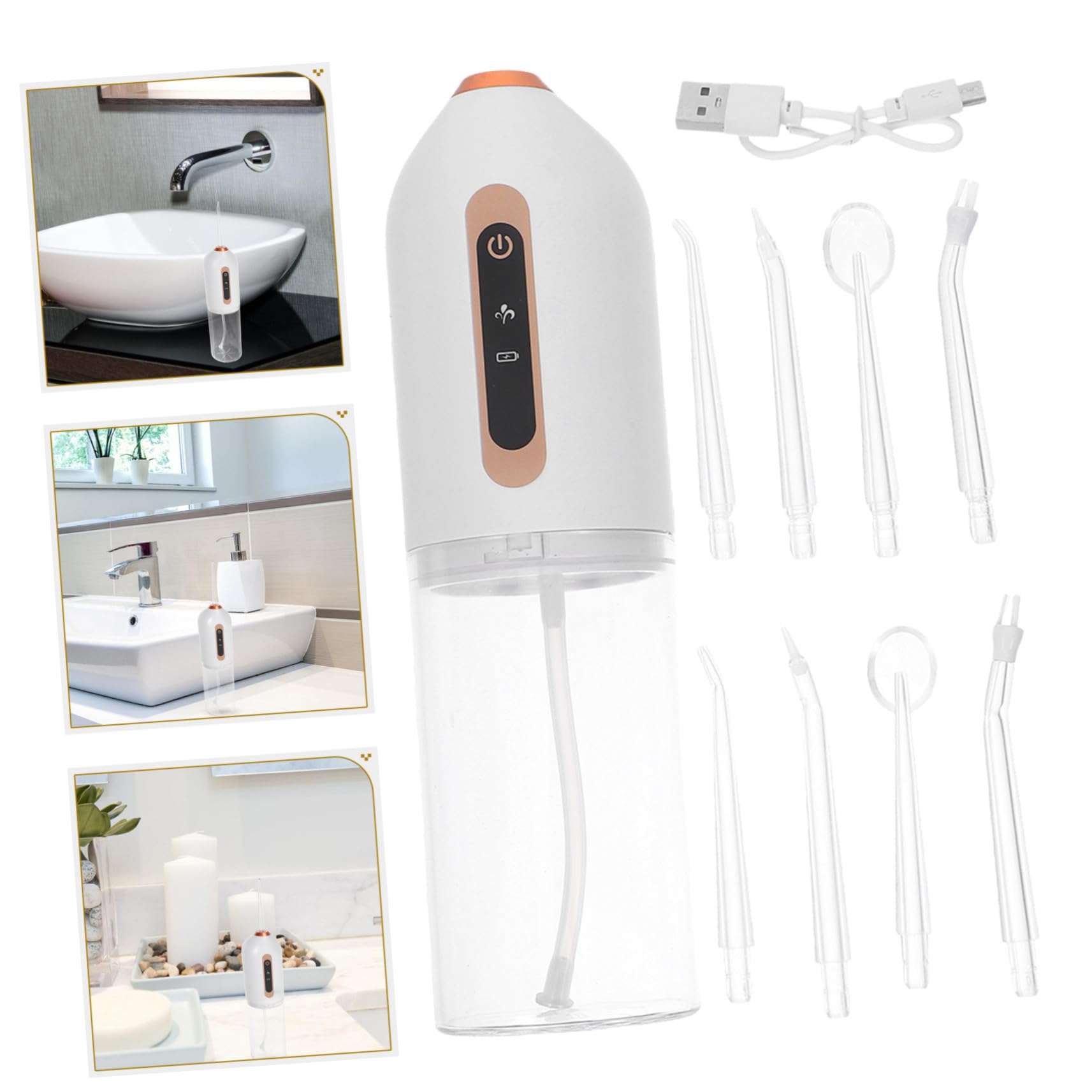 Idropulsore Portatile Mini Ricaricabile per Denti Fili con Pressione per Viaggi e Uso Domestico Pulizia Orale e Gengive