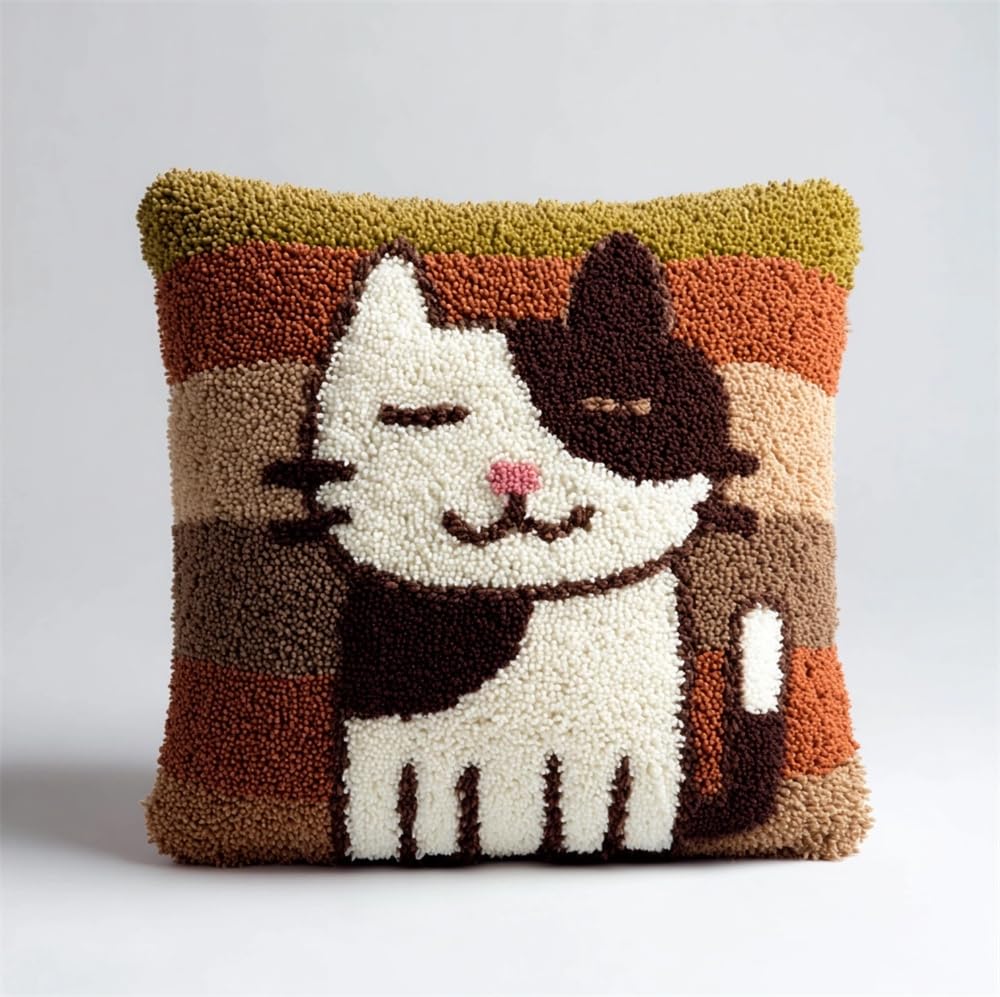 kitphoenix Latch Hook Cushion Kit, Cat