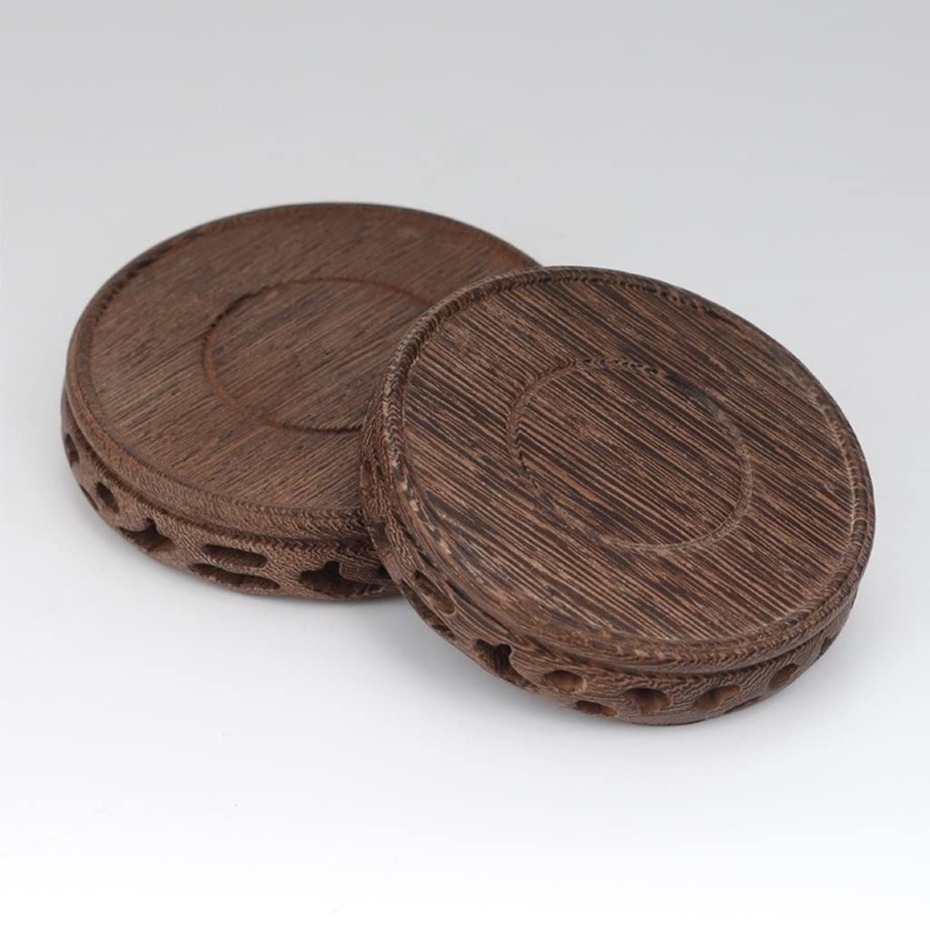 Base per Vaso di Fiori da Interno, espositore per Bonsai, Fatto a Mano, in Legno di wengé Ebano, Base Rotonda in Legno, sottobicchiere per tè, Base per Vaso di Argilla Viola p
