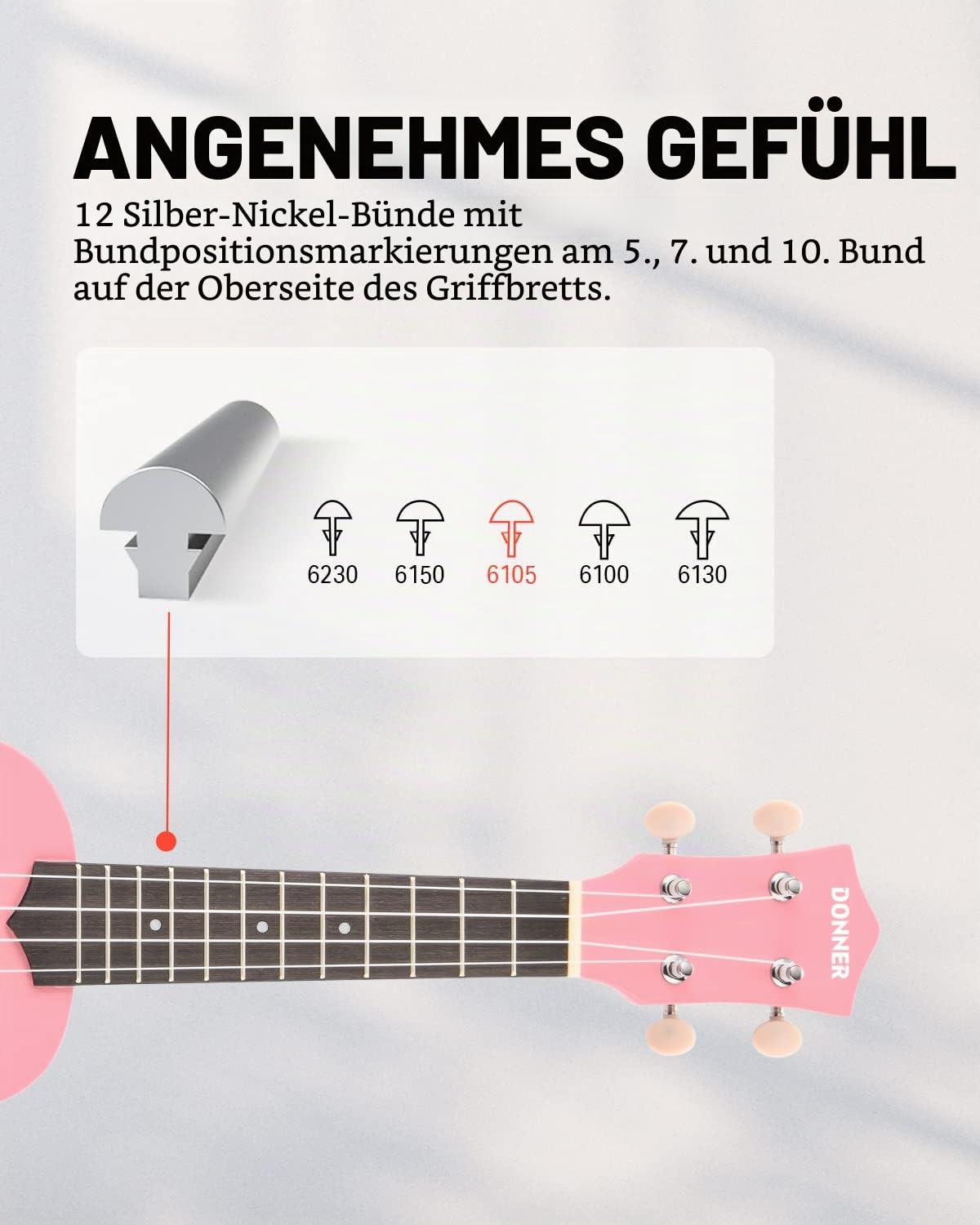 Donner Ukulele für Kinder Anfänger Sopran Ukulele Kit 21 Zoll Pink mit Nylon Saiten Hawaii Gitarre