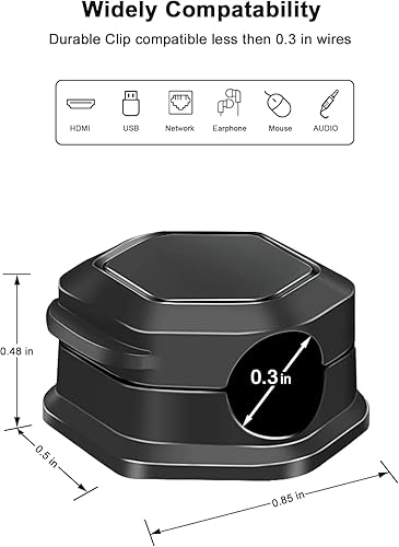 Miniatura 2 de Paquete de 12 clips magnéticos para cables, organizador de cables para escritorio, soporte de cable para mesita de noche, organizador de cables