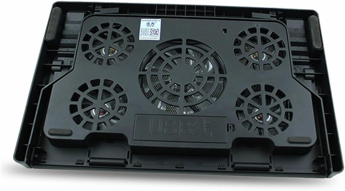 Uonlytech USB 5-Fan Laptop Cooling Pad Cooler Stand with Anti-Skid Base, Adjustable Multi-Angle Laptop Cooler for Gaming and Office Use, Black