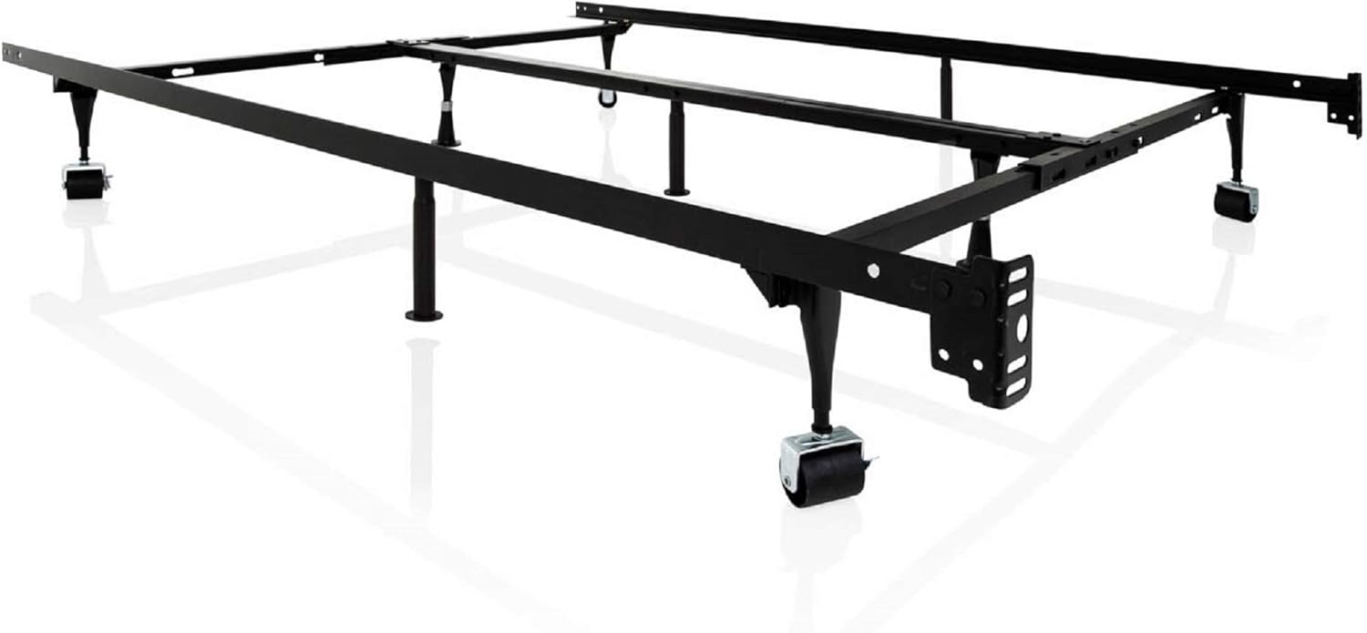 MALOUF Heavy Duty 9-Leg Adjustable Metal Bed Frame with Center Support and Rug Rollers - UNIVERSAL (King, Cal King, Queen, Full, Twin XL, Twin), Standard 7.5” Clearance