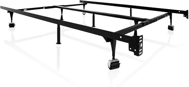 MALOUF Heavy Duty 9-Leg Adjustable Metal Bed Frame with Center Support and Rug Rollers - UNIVERSAL King, Cal King, Queen, Full, Twin XL, Twin, Standard 7.5 Clearance