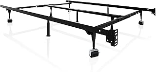 MALOUF adjustable metal bed frame with rug rollers