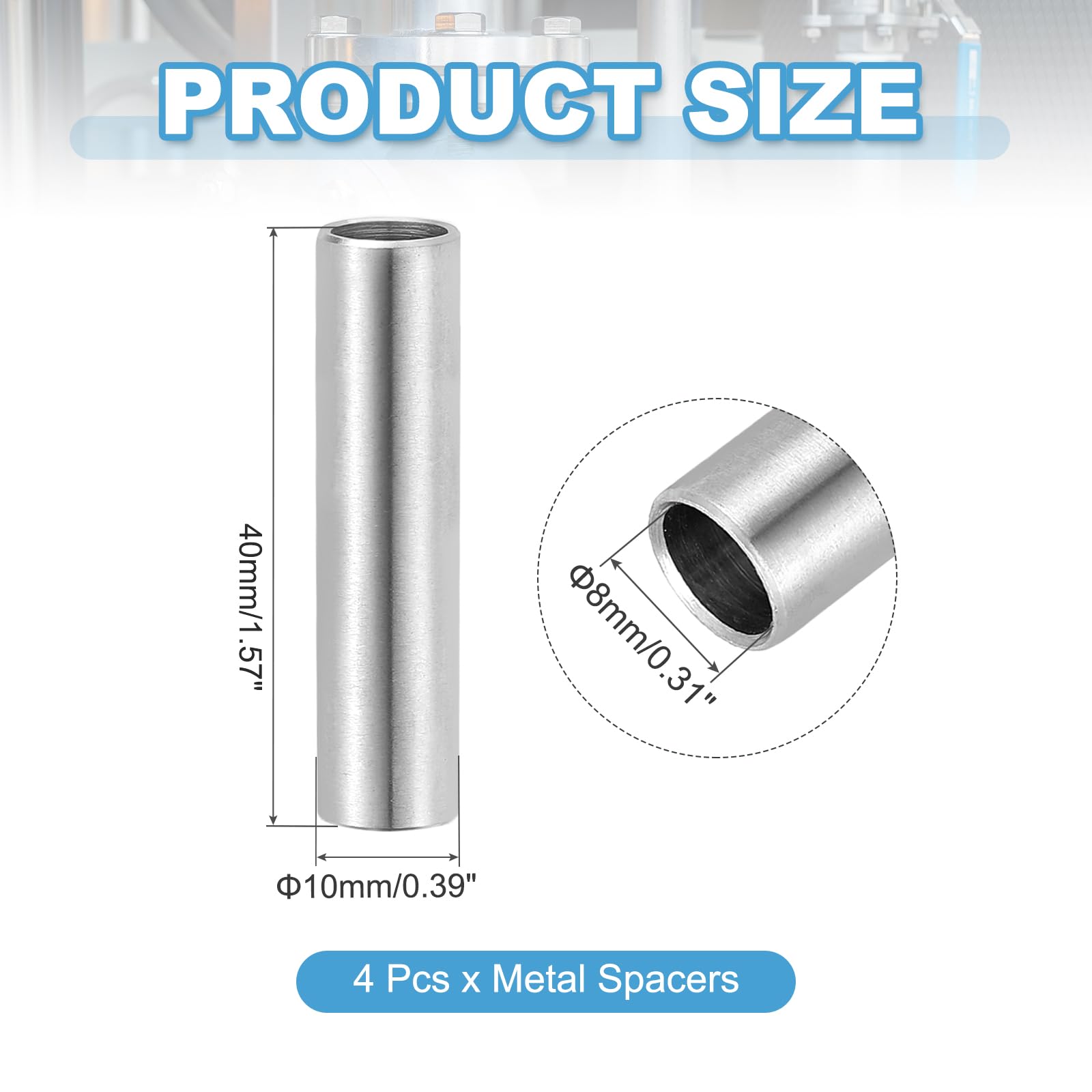 PATIKIL 4 Pcs Stainless Steel Spacers - Image 2