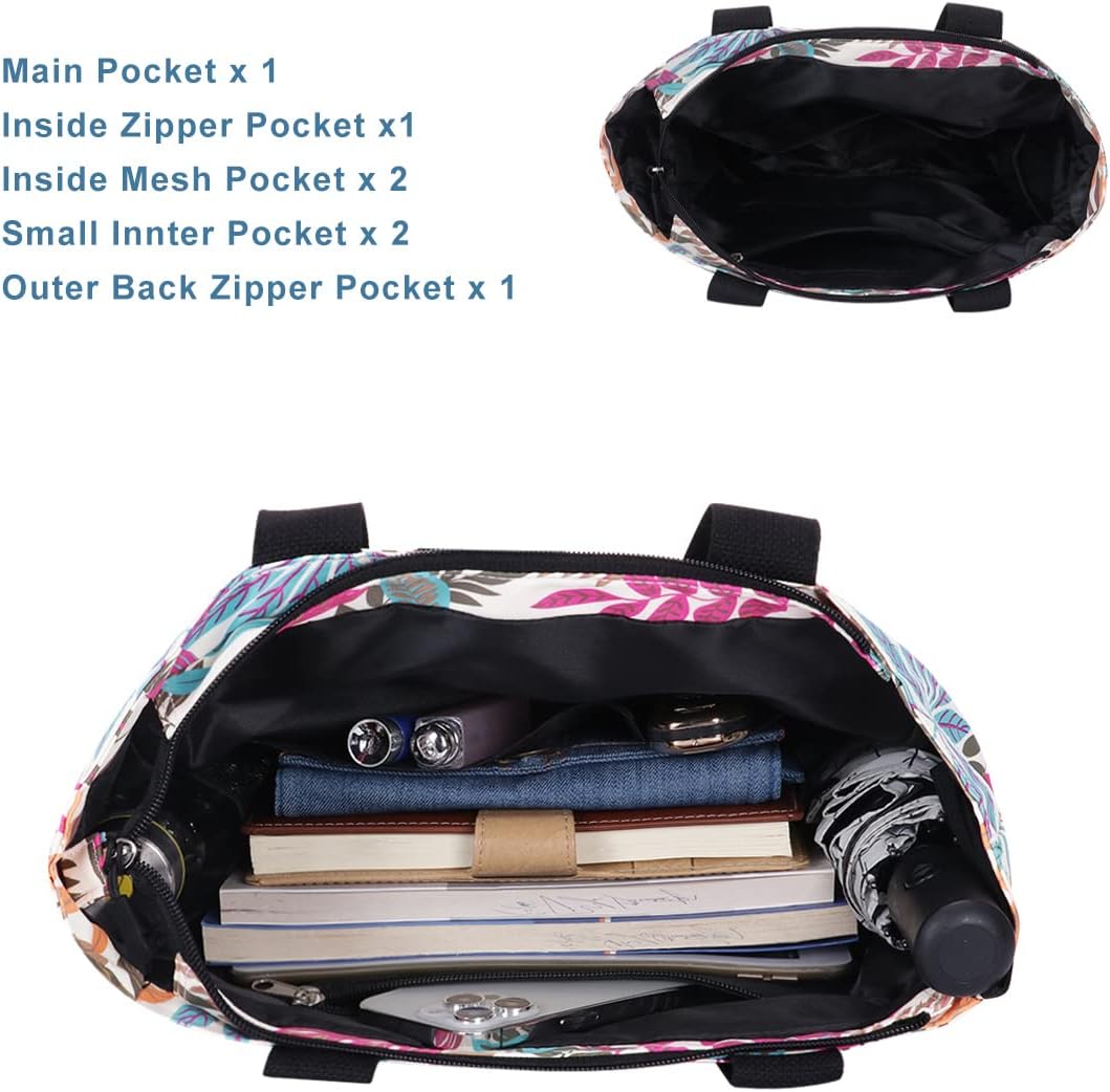 Tote Bag with Zipper for Women Inside Mesh Pocket Heavy Duty Casual Anti-water Cloth Travel Shoulder Handbag - Image 4