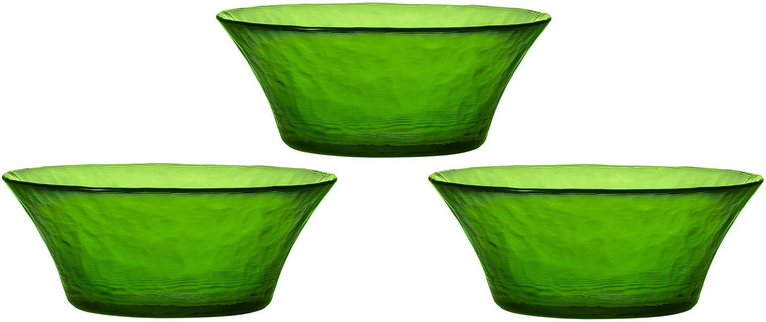 Aderia F-71382 Glass Bowl, Leaf, Maximum 4.9 x 2.0 inches (12.5 x 5 cm), Rimlet, Smart, Set of 3, Made in Japan