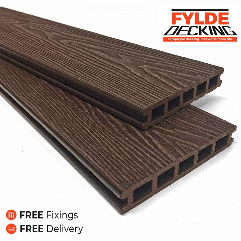 Fylde Decking Sample 3.6m Composite WPC Decking Boards Deep Embossed Woodgrain Plastic