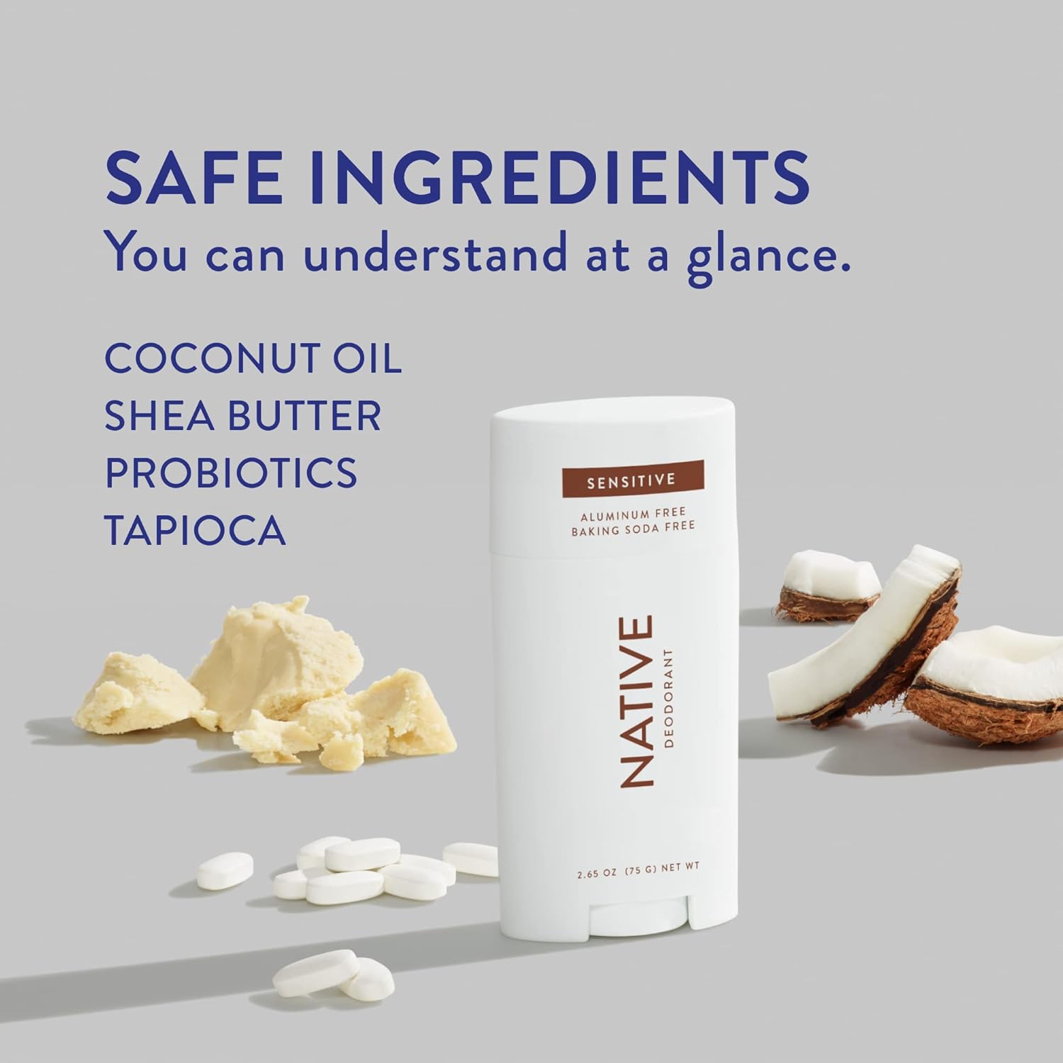 Native Sensitive Deodorant | Natural Deodorant for Women and Men, Aluminum Free, Baking Soda Free, Phthalate Free, Talc Free, Coconut Oil and Shea Butter | Coconut & Vanilla (Sensitive) : Beauty & Personal Care