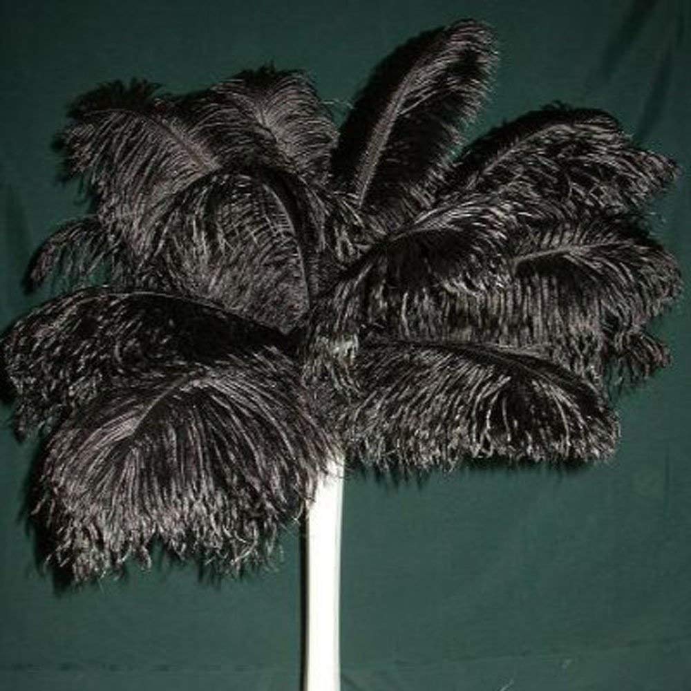 20 Piume Di Struzzo Naturali 25-30 Cm - Per Centrotavola, Matrimoni, Decorazioni Casa, Nero
