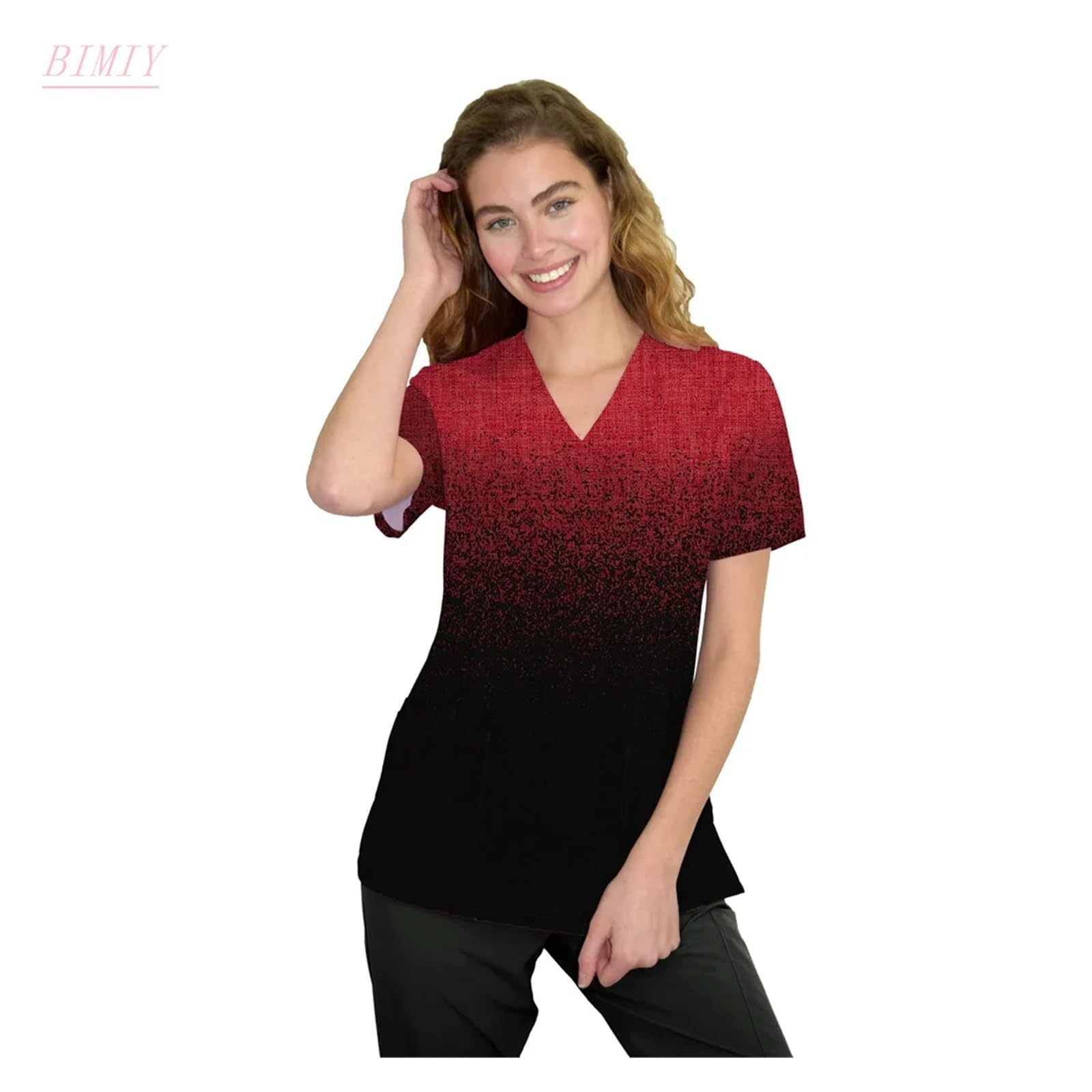 Uniforme Sanitario Hombre Uniforme de Enfermera con Lentejuelas de Color sólido, Estampado, Cuello en V, Bolsillos, Uniformes, Blusas de enfermería, Ropa de Trabajo(BHSF15488,5XL)