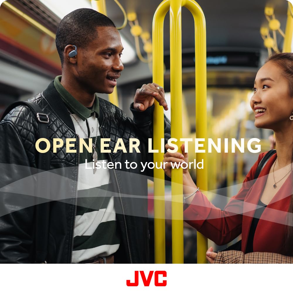 JVC HA-NP40T-B, cuffie Nearphones True Wireless Open-Ear con ganci per l'orecchio Pivot Motion, magnete al neodimio da 16 mm, Bluetooth 5.4, 26 ore di riproduzione - Nero