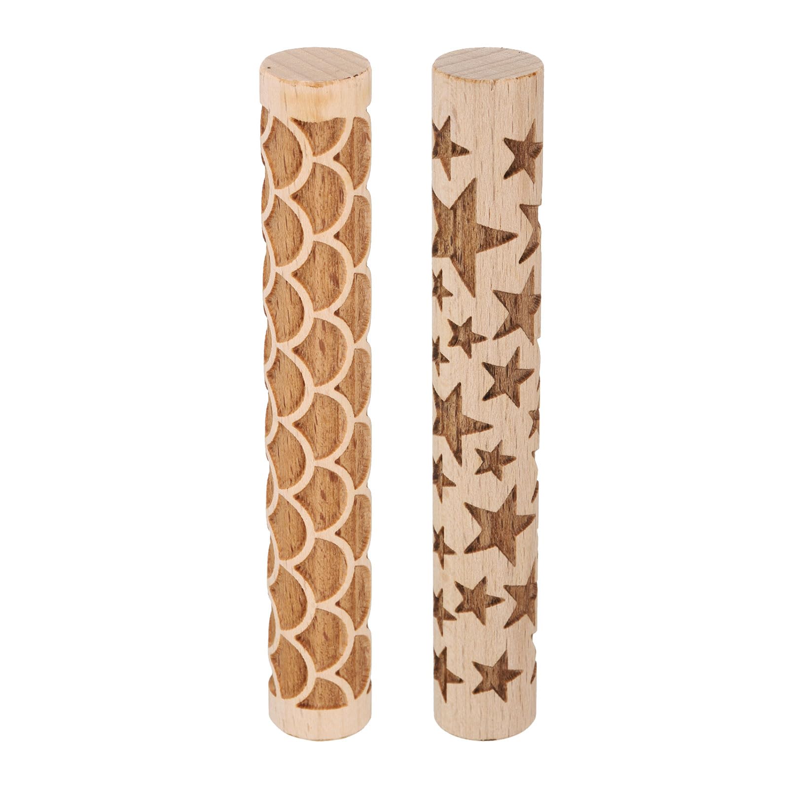 QUARKZMAN Holz Tonroller Mit Herz-Muster - 10cm Texturroller Für Ton, Teig & Knete