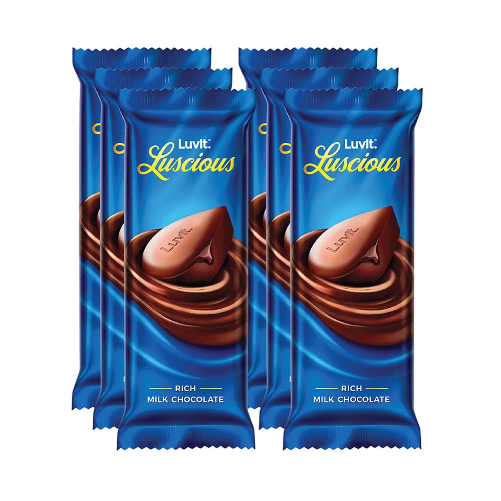 LuvIt. Luscious Milk Chocolate Bars | Multipack | Deliciously Smooth | Pack of 6-54g Each