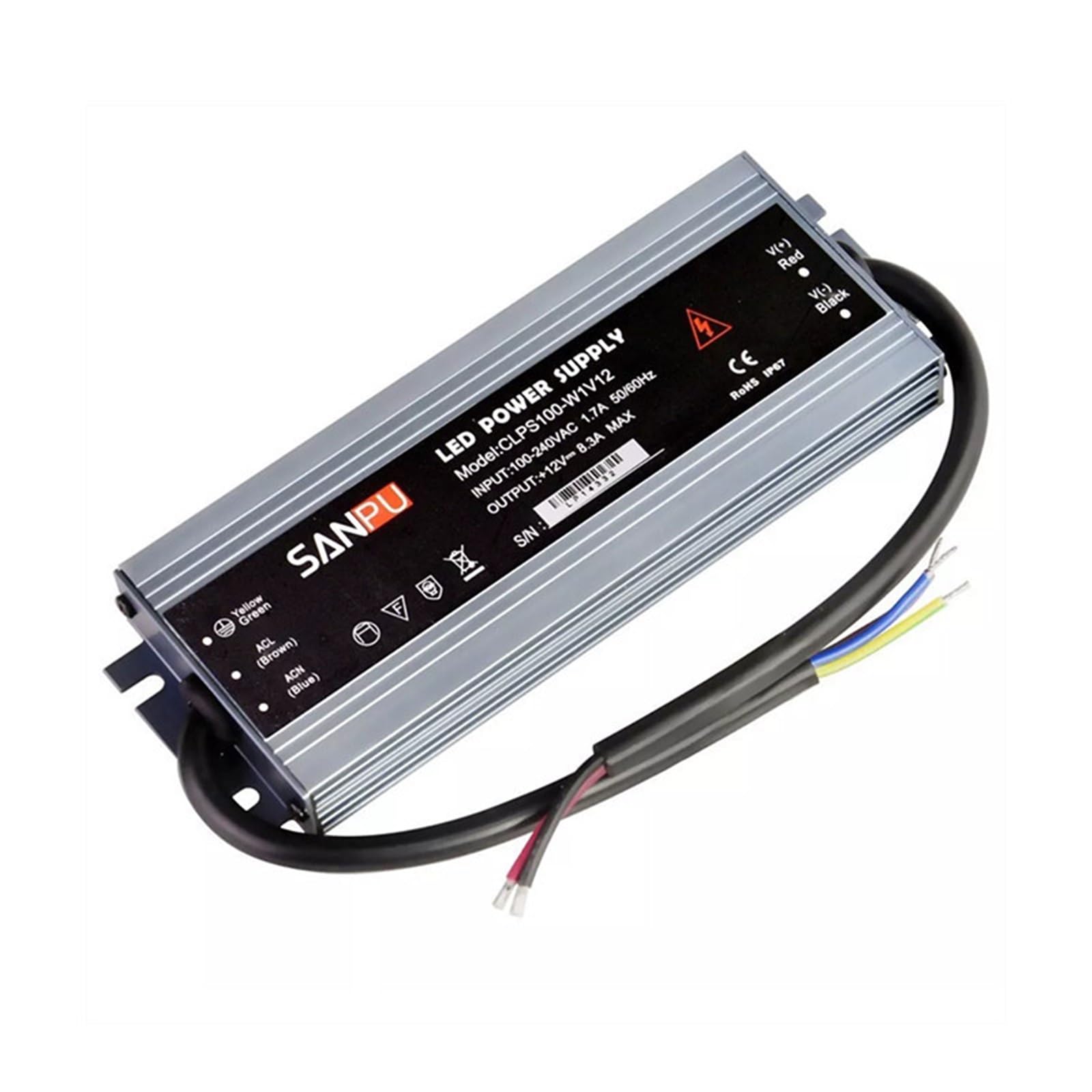 Alimentatore LED impermeabile IP67 CA 110 V 220 V a DC12V DC24V Driver LED Trasformatore di luce LED ultra sottile impermeabile(100W,DC 12V)